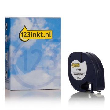 Huismerk Dymo LetraTag 91221 Tape Zwart op Wit