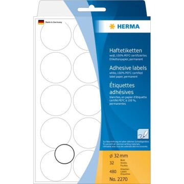 Etiket Herma 32mm rond wit