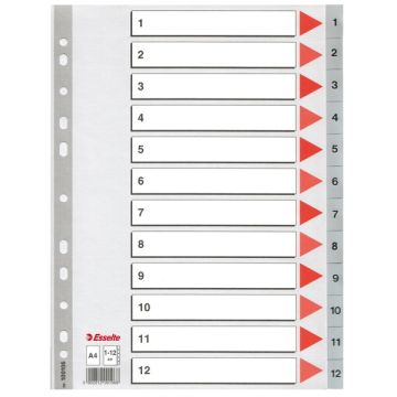 Tabblad A4 11r 1-12 PP grs/st12