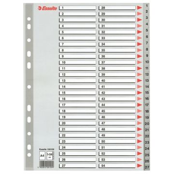 Tabblad Leitz A4 1-54 grijs/doos 10x54