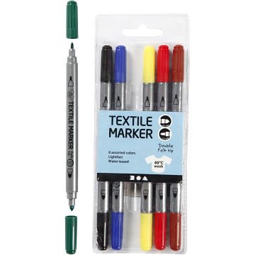 Textielstiften, lijndikte 2,3 + 3,6mm, assorti