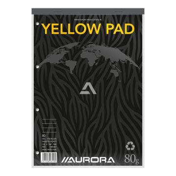 Yellow Pad Schrijfblok A4 Gelinieerd 4-gaats Geel Papier 80 g/m²