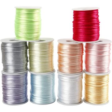 Satijnkoord 2mm pastel kleuren