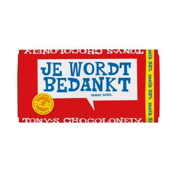 Chocoladereep "bedankt", 180gr