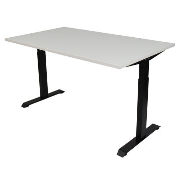 Bureau Instelbaar 140 x 80 cm Wit Blad Zwarte Poten