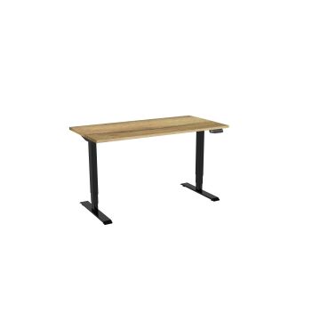 Zit-sta-bureau Elektrisch 2-motorig, 160 x 80 cm Natuur Eiken Blad Zwarte Poten