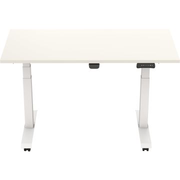 Zit-sta-bureau Elektrisch Opklapbaar, 160 x 80 cm Wit Blad Witte Poten