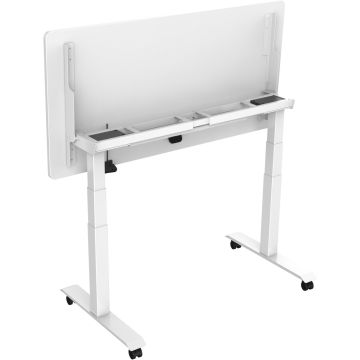 Zit-sta-bureau Elektrisch Opklapbaar, 120 x 80 cm Wit Blad Witte Poten