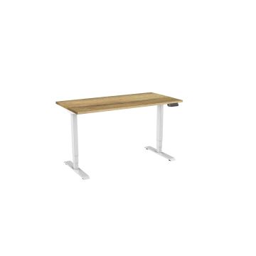 Zit-sta-bureau Elektrisch 2-motorig, 160 x 80 cm Natuur Eiken Blad Witte Poten