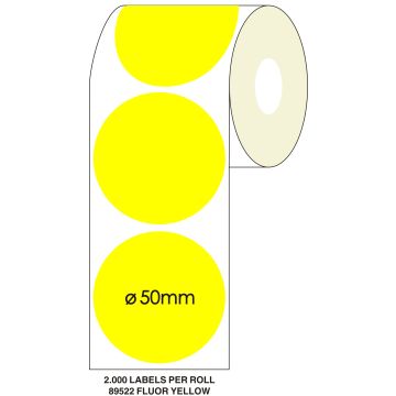 Etiket SPLS 50mm rond geel/rl2000