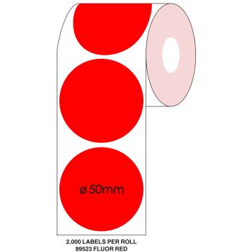 Etiket SPLS 50mm rond rood/rl2000