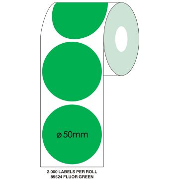 Etiket SPLS 50mm rond groen/rl2000