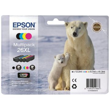 26XL Inktcartridge Multipack Zwart en kleur