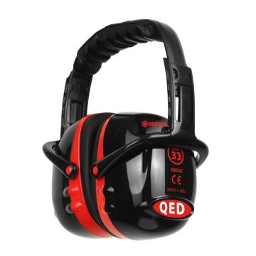 QED33 On-Ear Gehoorbeschermer, Zwart, Rood