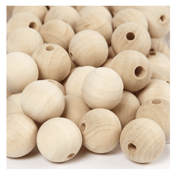 Houten kralen, d: 20 mm, kleuren assorti