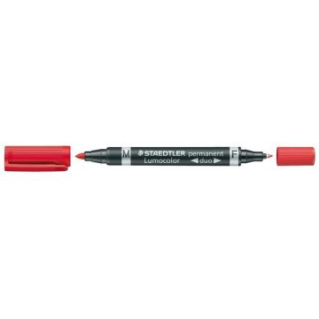 348 Duo Permanente Marker, Fijne Punt, 0,6 mm, Medium Punt, 1,5 mm, Rood