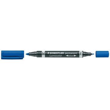 348 Duo Permanente Marker, Fijne Punt, 0,6 mm, Medium Punt, 1,5 mm, Blauw