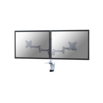 Monitorarm met bureauklem & doorvoer voor 2 flatscreens wit