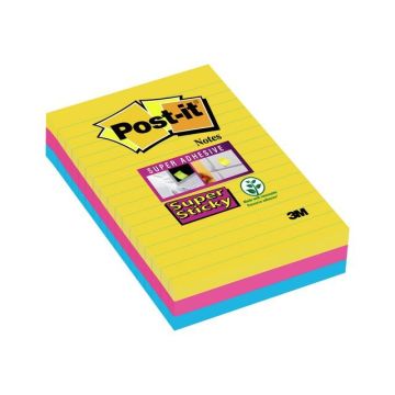 Super Sticky Notes Rio kleuren XXL Gelinieerd 101 x 152 mm