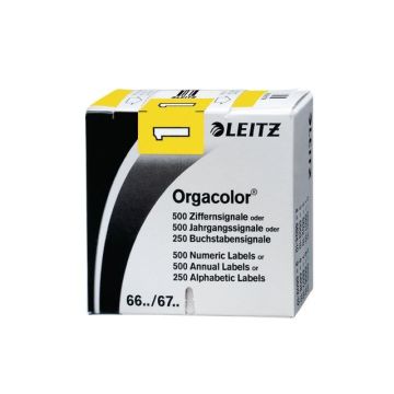 Orgacolor Cijferlabels op Rol, Cijfer 1, 30 × 23 mm, Geel