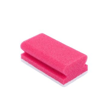 Schuurspons synthetisch 13 x 7 cm roze wit