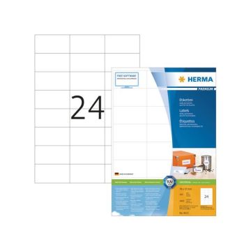 Premium permanent papieretiket, 70 x 37 mm, rechte hoek, wit