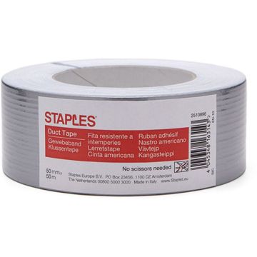 Ducttape, 50 mm x 50 m, Zilver