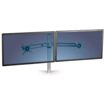 Lotus armset voor twee monitors, aluminium, 72 x 14 x 42 cm, zilver