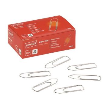 Paperclips vernikkeld zilver 32 mm doos van 100 stuks