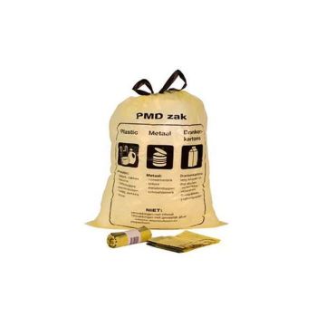 PMD Afvalzak 60 liter, 60 x 80 -5 cm, geel transparant