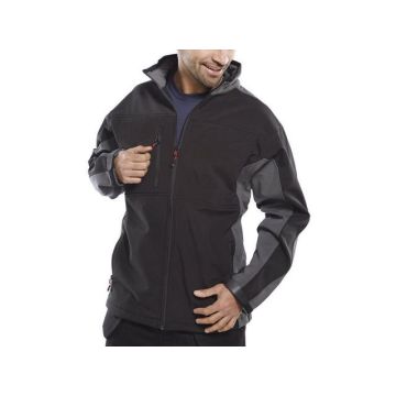 Softshell Jas, Maat 5XL, Zwart met Grijs