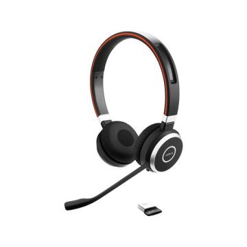 Evolve 65 MS On-Ear Headset Met LINK 360 Adapter, Draadloos, Bluetooth, Stereo, Zwart