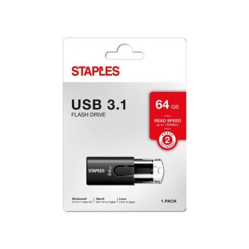 USB-Stick 3.1, met schuifregelaar, 64 GB, Zwart