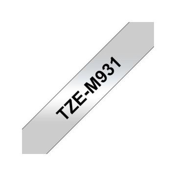 TZe-M931 Tape, 12 mm x 8 m, Zwart op Mat Zilver