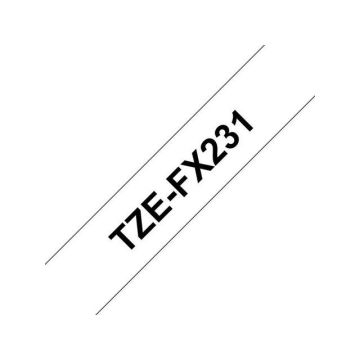 TZe-FX231 Tape, Flexibel, 12 mm x 8 m, Zwart op Wit