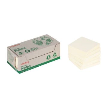 Recycled Zelfklevend Notitieblok 76 x 76 mm 70 grams pastelgeel