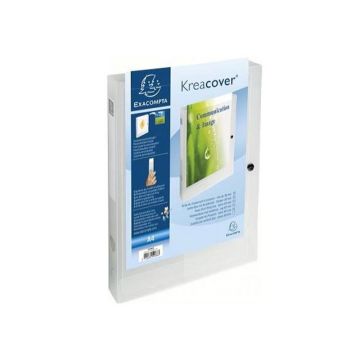 KreaCover A4 Documentenbox, 330 x 240 x 40 mm, Polypropyleen, Wit Transparant