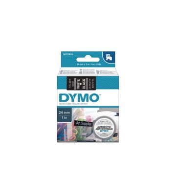 Tape Dymo D1 24mm wit/ zwart