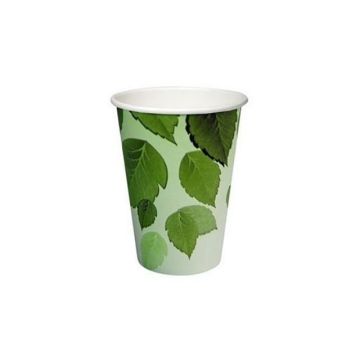 Drinkbeker, Karton, PLA, 180 ml, Wit, Groen