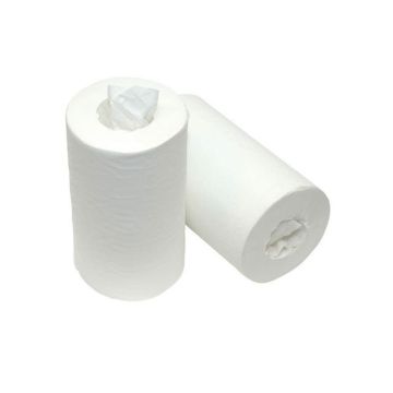 Hulsloze Mini Papieren Poetsrol, 1 Laags, 120 m, Wit