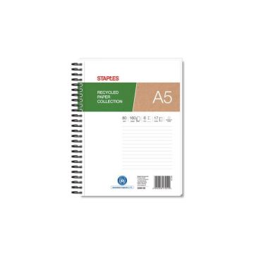 Spiraalblok A5+, Gerecycled, Gelinieerd, 80 g/m2, 80 vel