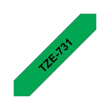 TZe731 Labeltape, 12 mm x 8 m, Zwart op Groen