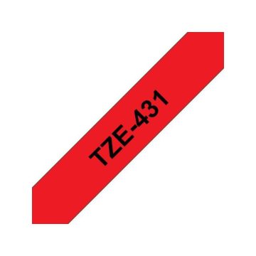 TZe-431 Tape, 12 mm x 8 m, Zwart op Rood