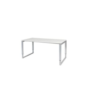 Stretto Plus Verstelbaar bureau, 160 x 80 cm, Wit Blad, Aluminium Poten