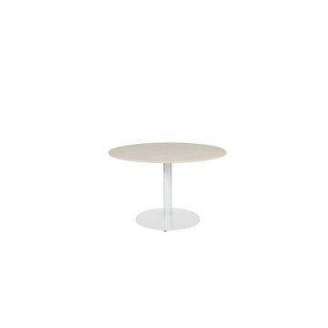 Linesto Ronde Vergadertafel, 120 cm, Licht Eiken, Wit