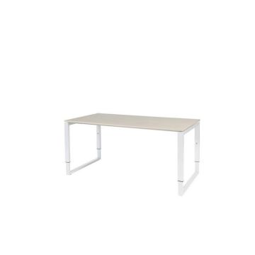 Stretto Plus Verstelbaar Bureau, 160 x 80 cm, Licht Eiken Blad, Witte Poten