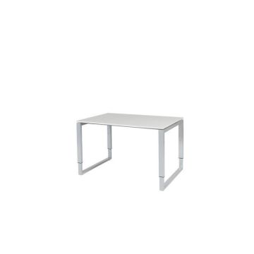 Stretto Plus Verstelbaar Bureau, 120 x 80 cm, Wit Blad, Aluminium Poten