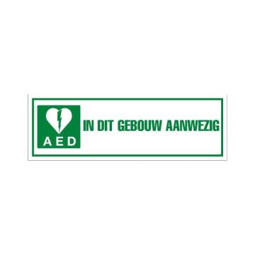 Sticker AED in dit gebouw aanwezig