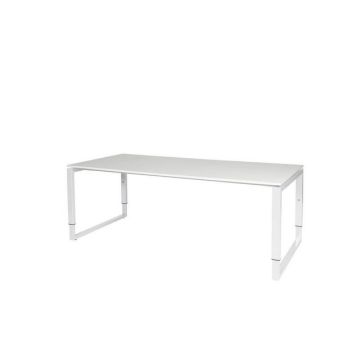 Stretto Plus Verstelbaar Bureau, 200 x 90 cm, Wit Blad, Witte Poten