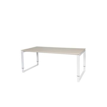 Stretto Plus Verstelbaar Bureau, 180 x 90 cm, Licht Eiken Blad, Witte Poten